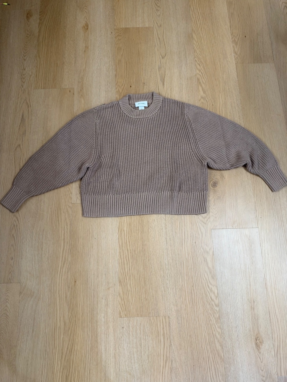Women’s Monkl Chunky Knit Cropped Sweater Taupe Size Medium